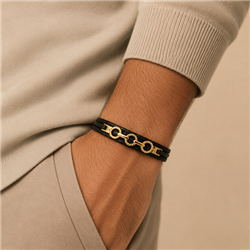 Gold-Circle-Leather Bracelet5
