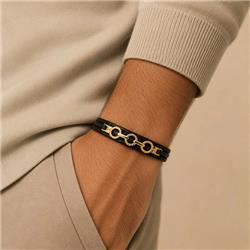 Gold-Circle-Leather Bracelet5