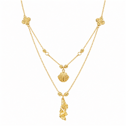 Gold shell fish necklace