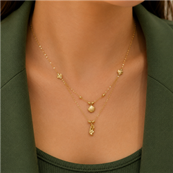 Gold shell fish necklace00