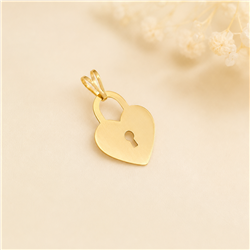 Gold heart lock pendant