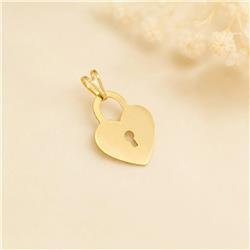 Gold heart lock pendant