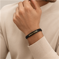 infinity-gold-leather-bracelet-men