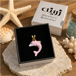 Dolphin-gold-pendant-pink-dekor