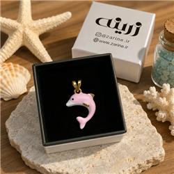 Dolphin-gold-pendant-pink-dekor