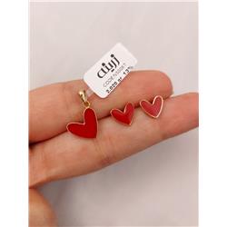 Enamel-heart-gold-set