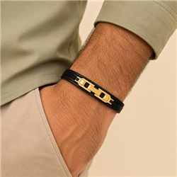 Gold-leather-chain-bracelet