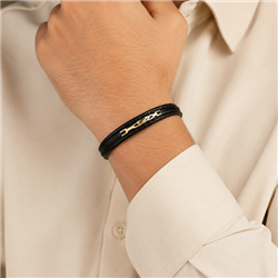 Mens-Gold-Leather-Bracelet-Infinite-Heart-Gift