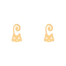 Cat-design-gold-stud-earrings