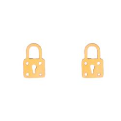 Gold-stud-earrings-with-lock-design