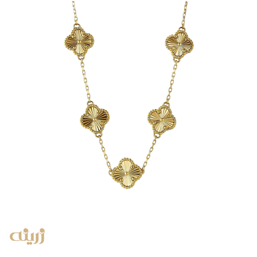 گردنبند طلا ونکلیف تراش پنج گل 