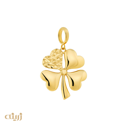 آویز طلا شبدر یه برگ تراش 
