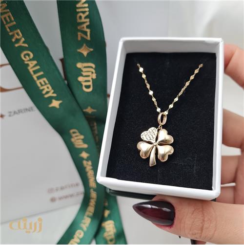 آویز طلا شبدر یه برگ تراش 