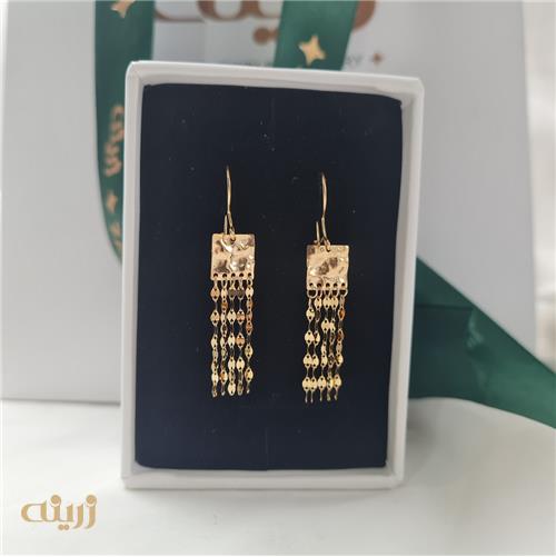 گوشواره طلا عصایی چکش خور شرابه ای 