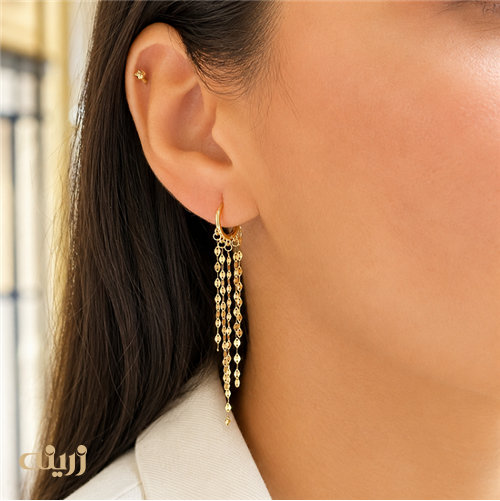گوشواره طلا شرابه ای پولکی روکو