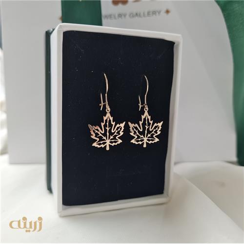 گوشواره طلا عصایی برگ پاییزی ظریف 