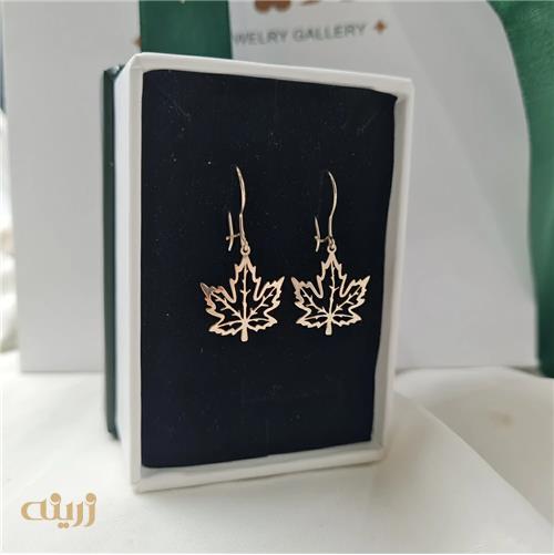 گوشواره طلا عصایی برگ پاییزی ظریف 