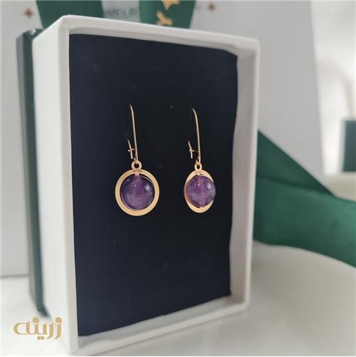 گوشواره طلا عصایی آمیتیست کادویی