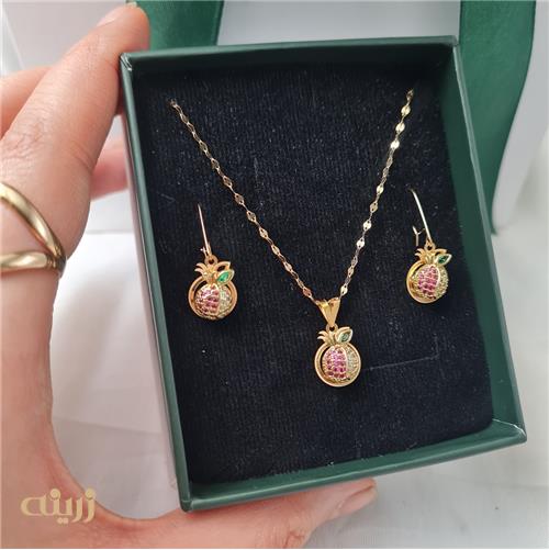 نیم ست طلا انار برگ دار کادویی