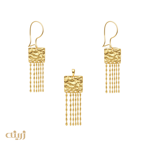 نیم ست طلا چکش خور شرابه ای 