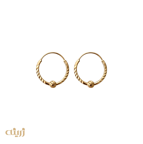 گوشواره طلا حلقه ای تک گوی تراش 