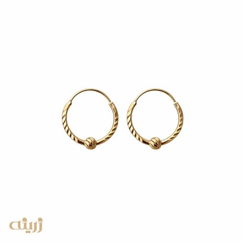 گوشواره طلا حلقه ای تک گوی تراش 