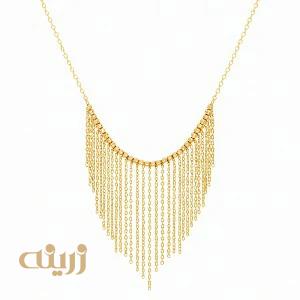 گردنبند شرابه ای پولکی با گوی تراش 