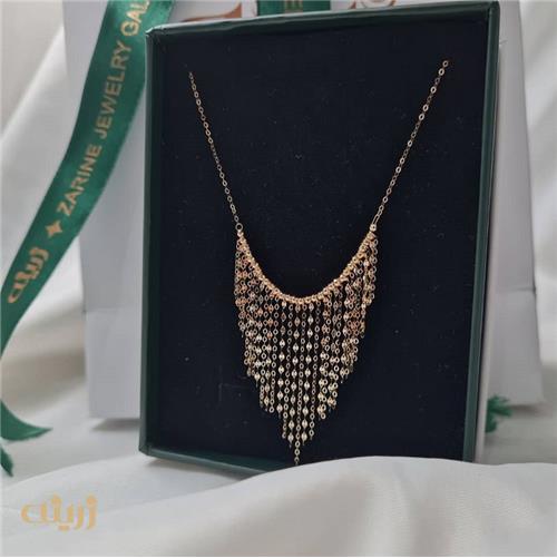 گردنبند شرابه ای پولکی با گوی تراش 