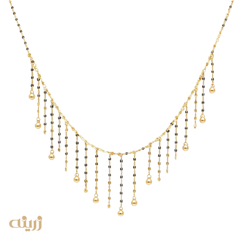 گردنبند شرابه ای پولکی و حلقه و گوی تراش