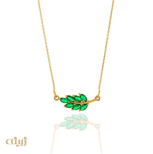 گردنبند طلا برگ زیتون طرح جواهر