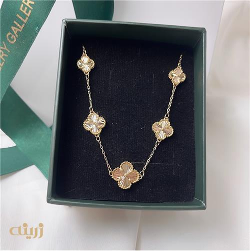 گردنبند طلا ونکلیف تراش پنج گل 