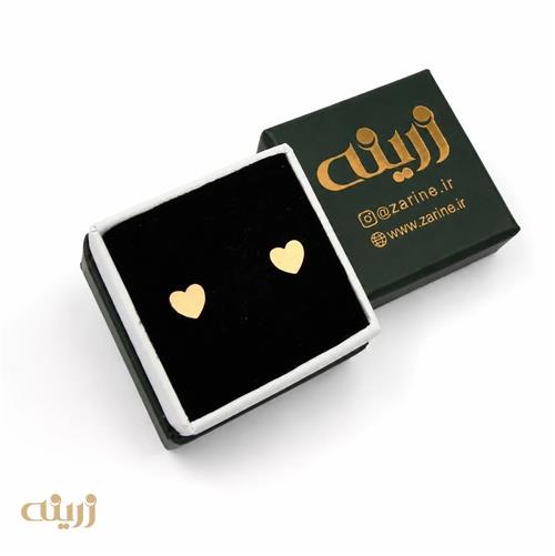 گوشواره طلا میخی قلب تخت