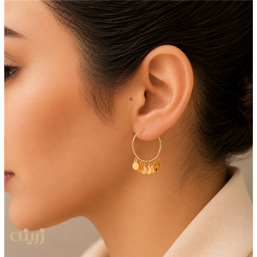 گوشواره طلا پولکی حلقه ای