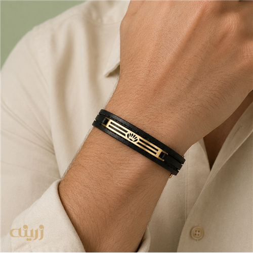 دستبند طلا چرم طرح تاج رولکس کادوئی کد LB0040