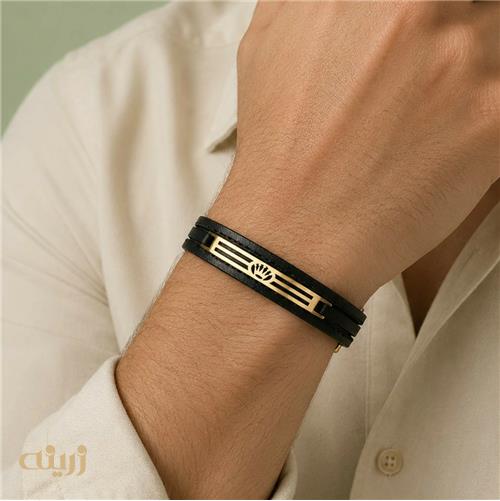 دستبند طلا چرم طرح تاج رولکس کادوئی کد LB0040