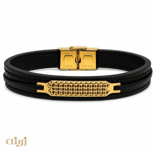 دستبند طلا چرمی طرح رولکس کد LB0064