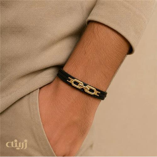 دستبند چرم طلا طرح هرمس گوارسه کد LB0066