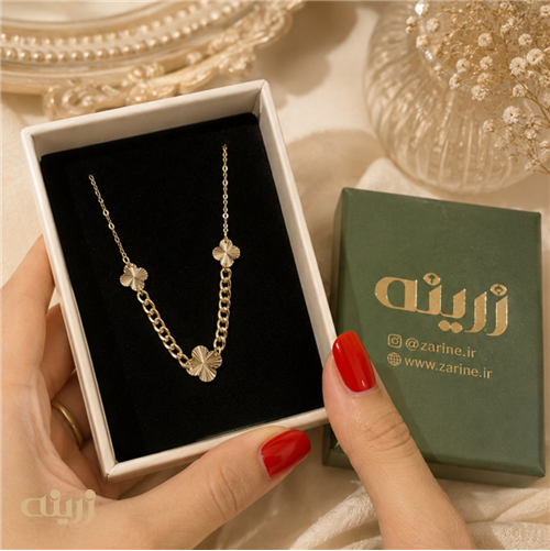 گردنبند طلا سوپر کارتیه با سه ونکلیف تراش