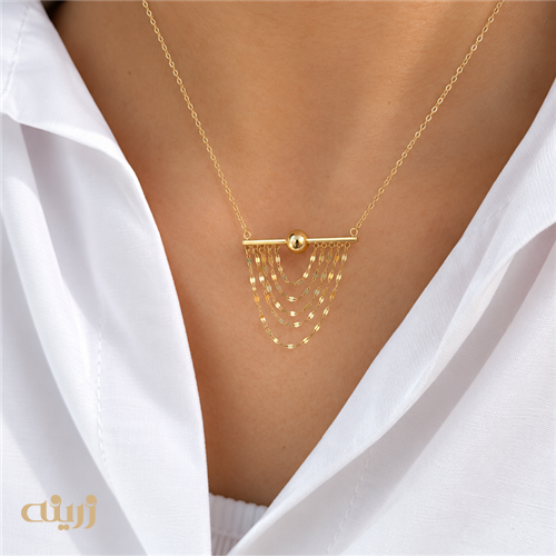 گردنبند طلا شرابه ای میله و گوی کد N0797