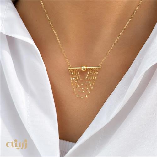 گردنبند طلا شرابه ای میله و گوی کد N0797