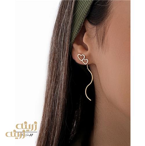 گوشواره طرح دار با  آویز موجی