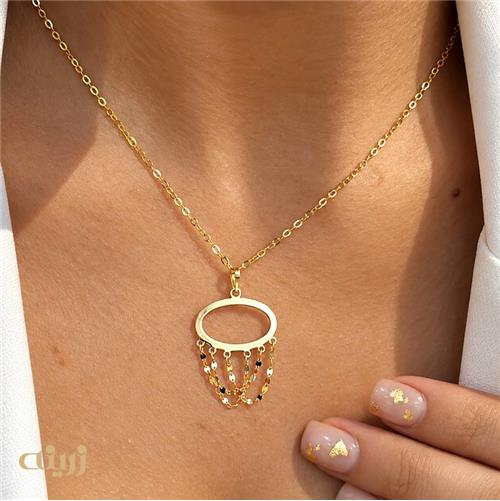 آویز طلا خلیجی طرح بیضی سبک کد N0884