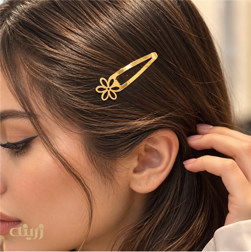سنجاق سر طلا طرح گل بابونه کد HA0017