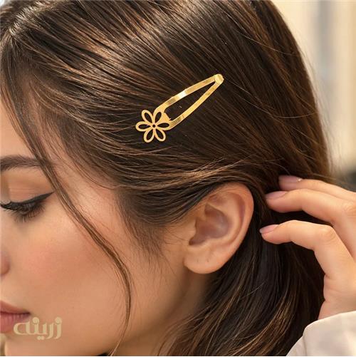 سنجاق سر طلا طرح گل بابونه کد HA0017