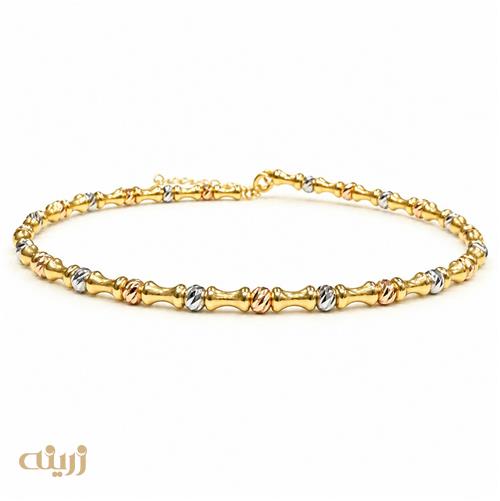 دستبندالنگویی طلا بامبو با گوی تراش لوکس کد B0298 