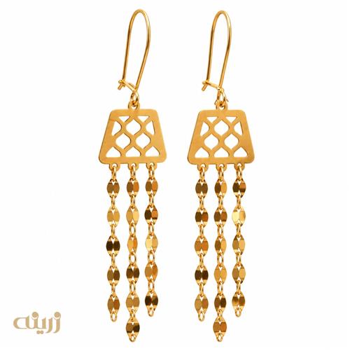 گوشواره طلا مراکشی با زنجیر پولکی کد E0336