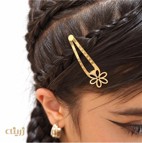 سنجاق سر طلا طرح گل بابونه با حک کد HA0027 