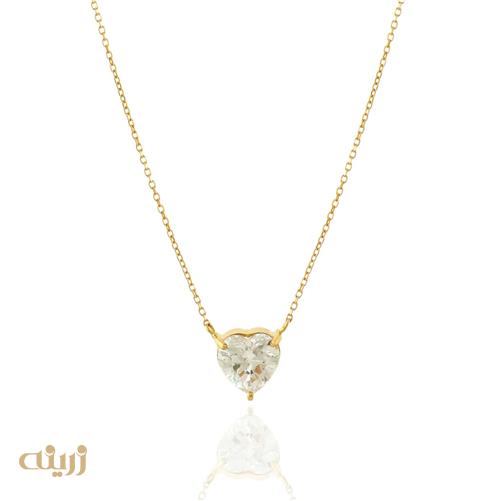 گردنبند طلا با سنگ قلب طرح جواهر
