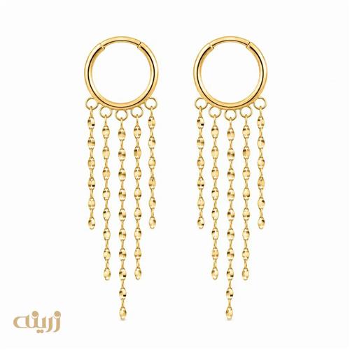 گوشواره طلا شرابه ای با قفل حلقه ای  