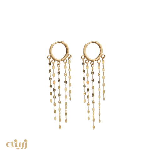 گوشواره طلا روکو شرابه ای پولکی